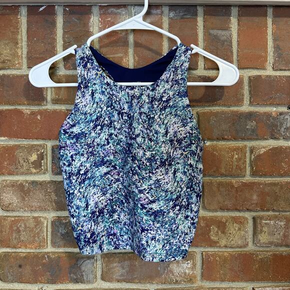 Athleta Girl Printed Long Distance Sports‎ Bra Blue Purple Size XL 14 - Picture 3 of 11